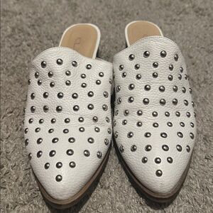 CL by Laundry White Studded Slip-On Mules